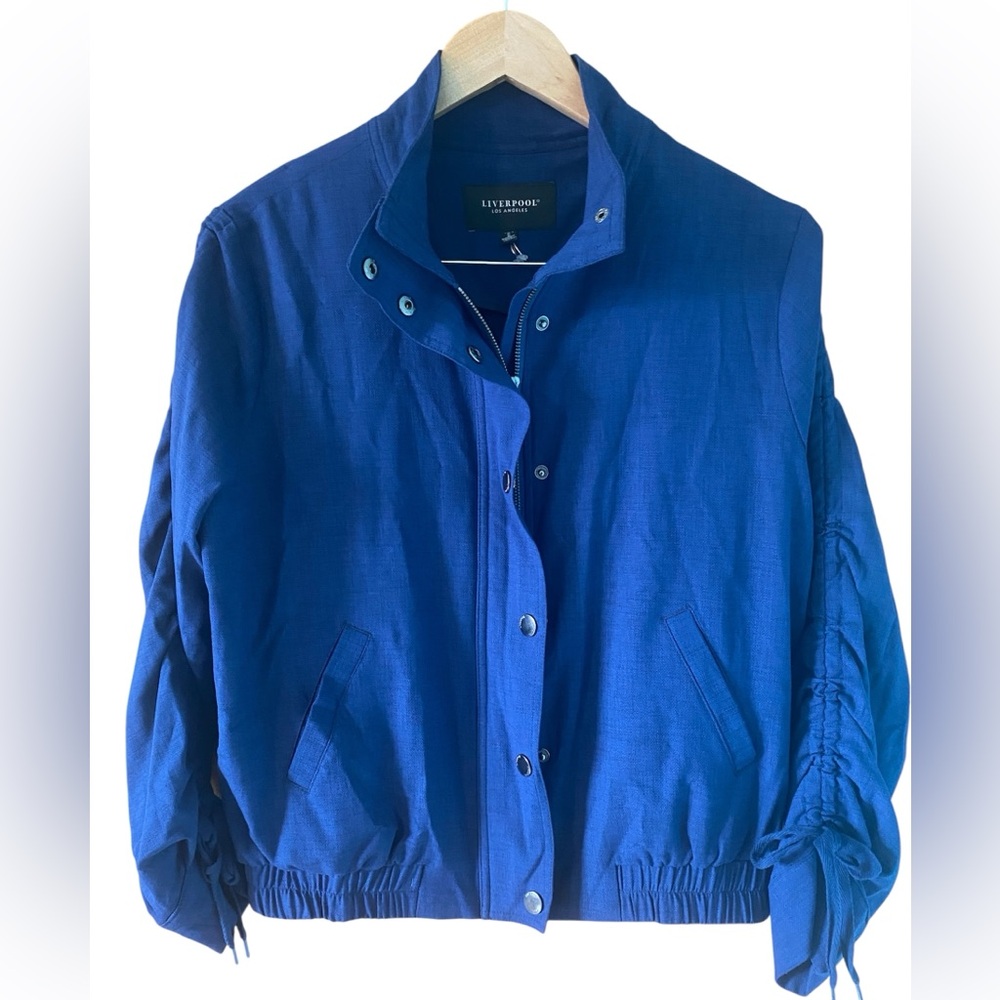 Liverpool Jacket & Pant SET Women Size Small Jckt Size 4 Pant Blue Crop & Ankle